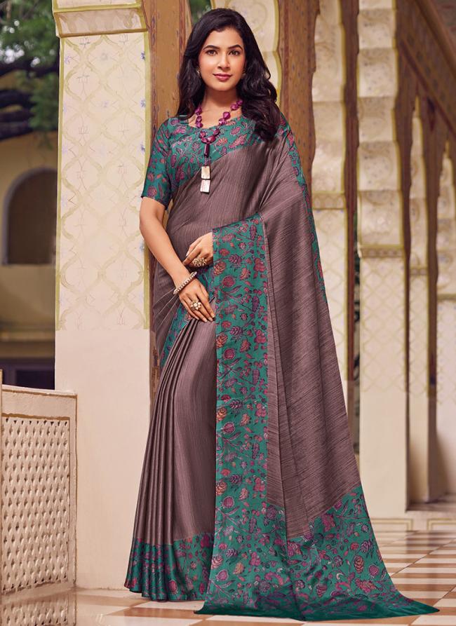 Chiffon Lilac Traditional Wear Printed Saree